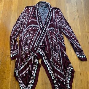Long maroon printed Forever 21 sweater